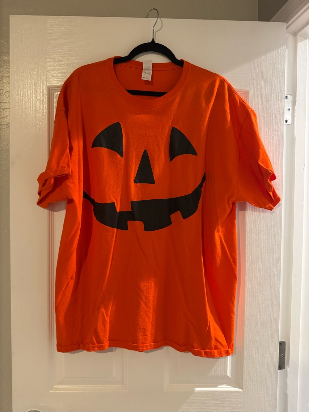 Fruit of the Loom Orange Halloween Pumpkin Face Tee